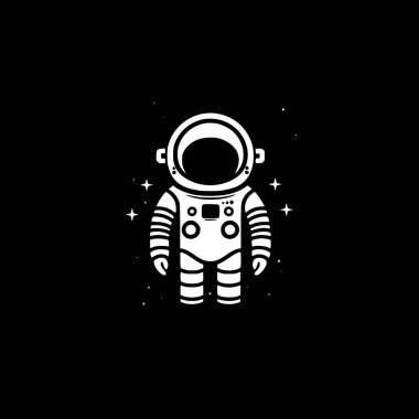 Astronot - minimalist ve düz logo - vektör illüstrasyonu