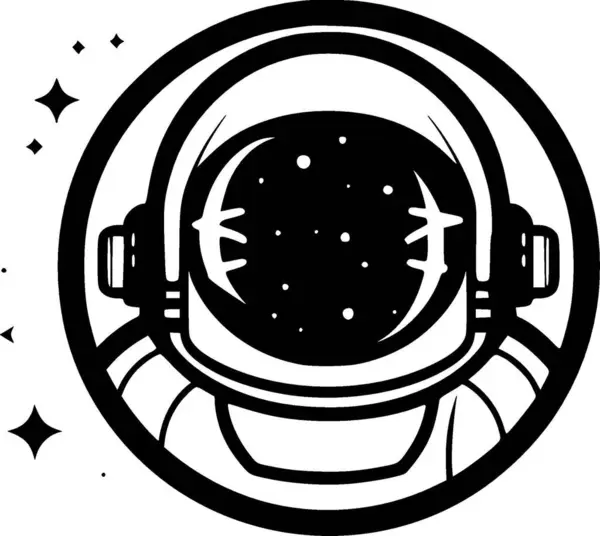 Astronaut Sort Hvidt Isoleret Ikon Vektorillustration – Stock-vektor