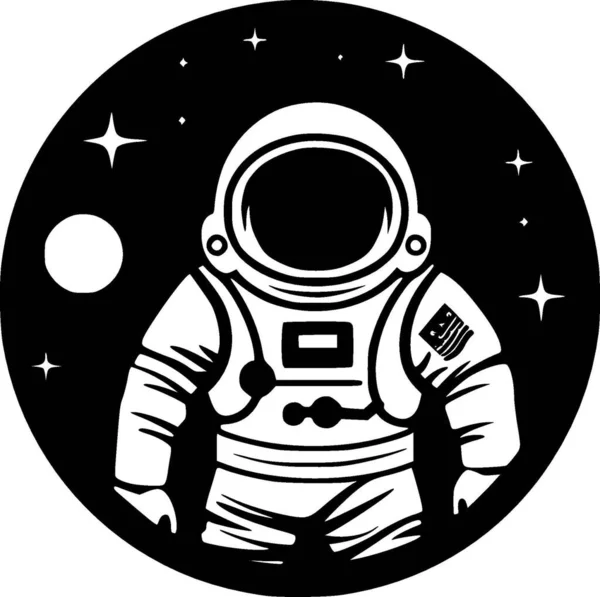 Astronaut Svart Och Vit Vektor Illustration — Stock vektor