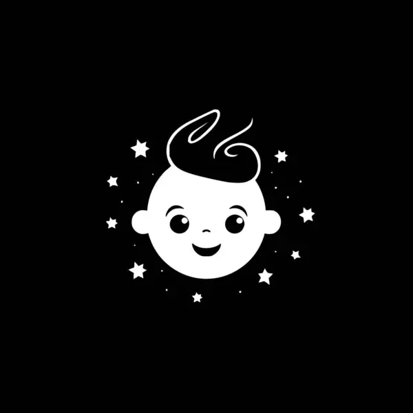 Baby Zwart Wit Geïsoleerd Icoon Vector Illustratie — Stockvector