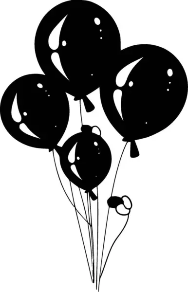 Balões Silhueta Minimalista Simples Ilustração Vetorial — Vetor de Stock