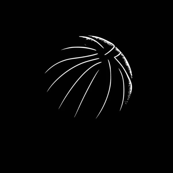 Basketball Icône Isolée Noir Blanc Illustration Vectorielle — Image vectorielle