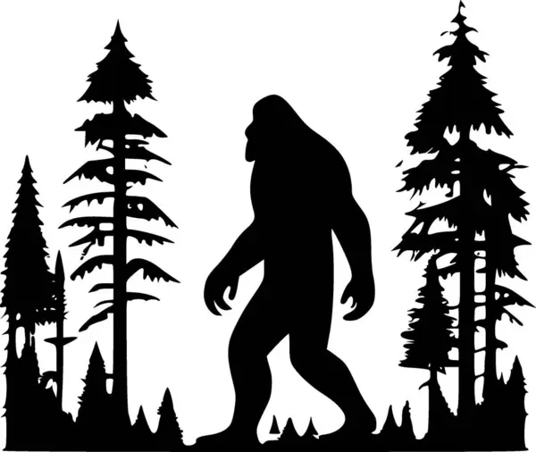 Bigfoot Sort Hvidt Isoleret Ikon Vektorillustration – Stock-vektor