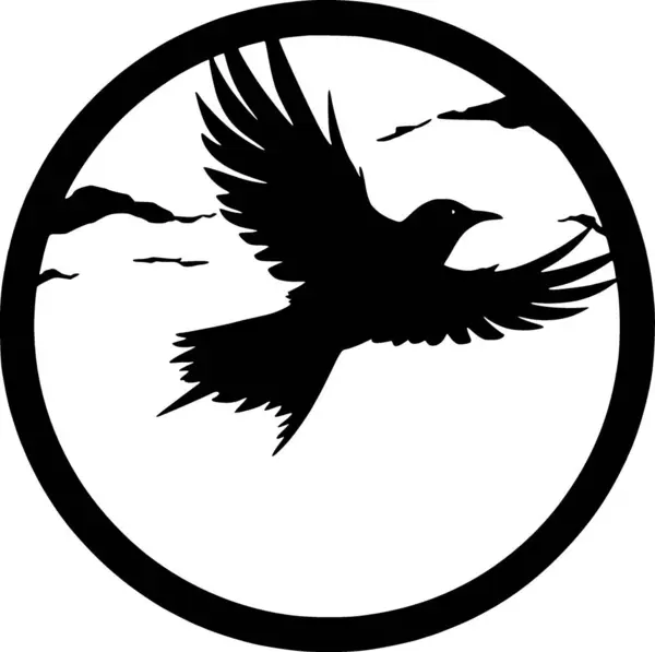 Pássaro Ilustração Vetorial Preto Branco — Vetor de Stock