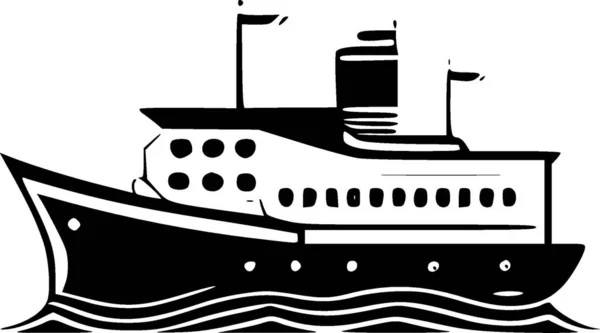 ボート ミニマリストでシンプルなシルエット ベクターイラスト — ストックベクタ