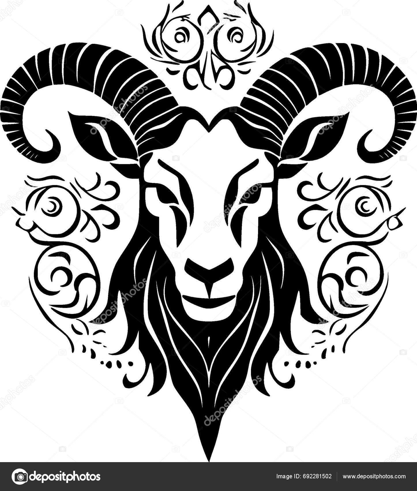 Goat Black White Vector Illustration Stock Vector by ©CreativeOasis