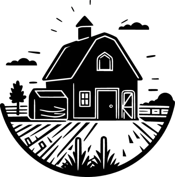 Farmhouse Minimalist Flat Logo Vector Illustration — Stock Vector
