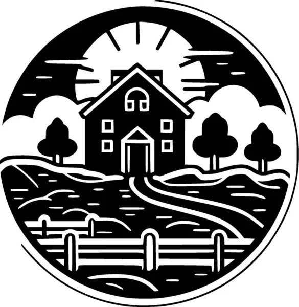 Farm Чорно Біла Ізольована Ікона Векторні Ілюстрації — стоковий вектор