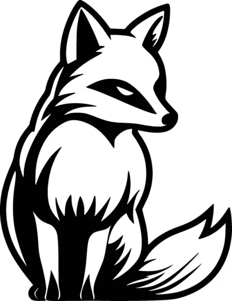 Fox Black White Vector Illustration — Stock Vector