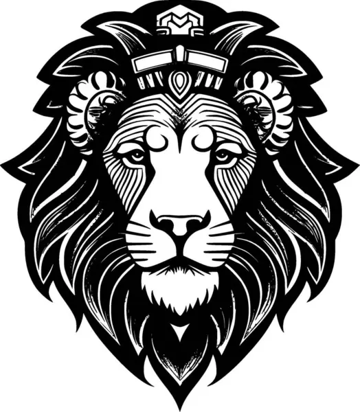 ライオン ミニマリストでフラットなロゴ ベクターイラスト — ストックベクタ