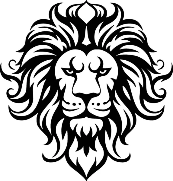 Lion Black White Vector Illustration — Stock Vector