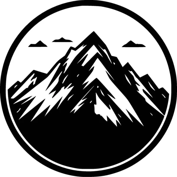 Góry Czarno Biały Odizolowany Ikona Wektor Ilustracja — Wektor stockowy