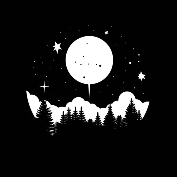 Nattehimmel Minimalistisk Fladt Logo Vektorillustration – Stock-vektor