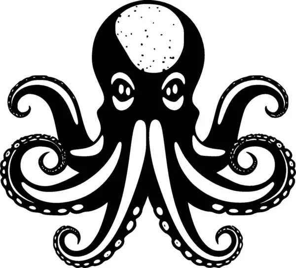 Octopus Ilustração Vetorial Preto Branco —  Vetores de Stock
