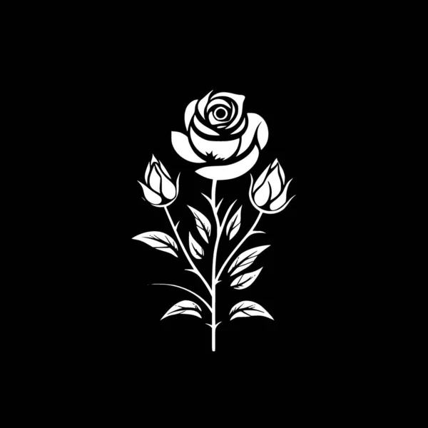 Roses Black White Isolated Icon Vector Illustration — Stock Vector
