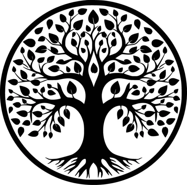 Tree Logo Minimalista Piatto Illustrazione Vettoriale — Vettoriale Stock