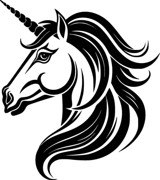 Unicorn Ikon Terisolasi Hitam Dan Putih Ilustrasi Vektor - Stok Vektor