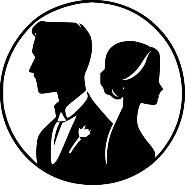 Γάμος Ασπρόμαυρο Απομονωμένο Εικονίδιο Διανυσματική Απεικόνιση — Διανυσματικό Αρχείο