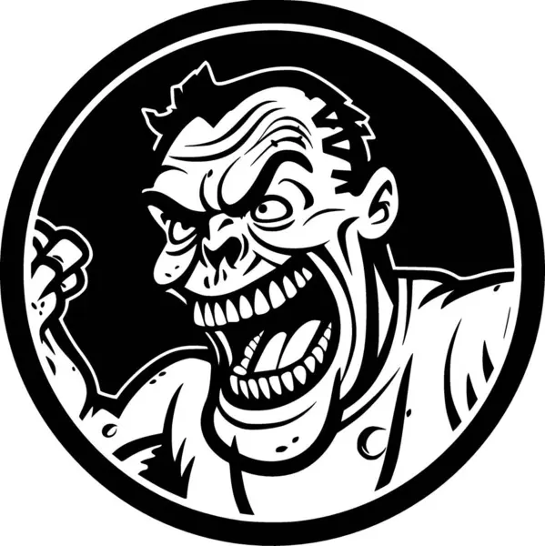 Zombie Icono Aislado Blanco Negro Ilustración Vectorial — Vector de stock