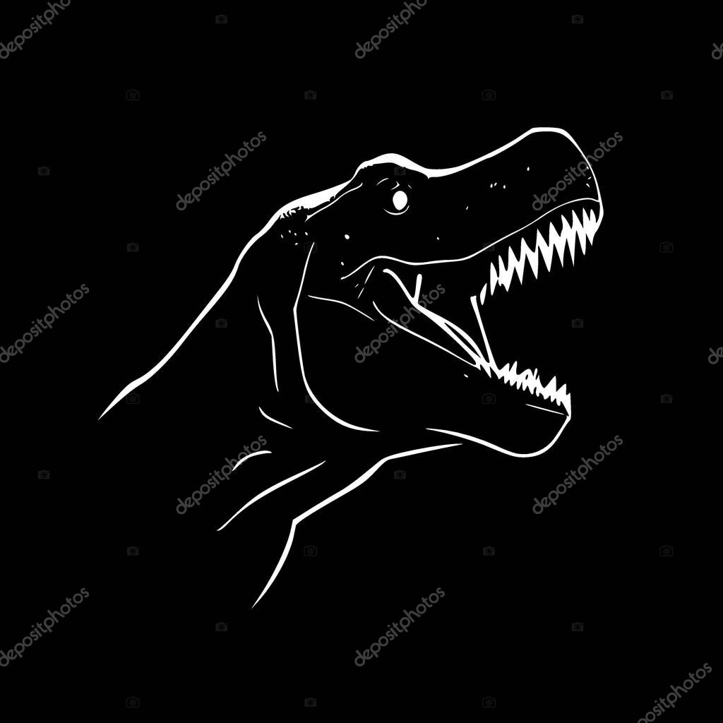 T-rex - black and white vector illustration