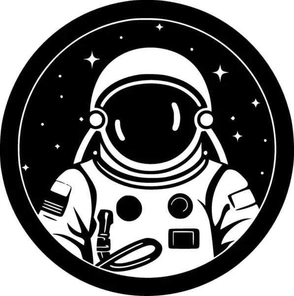 Astronaut Černá Bílá Izolovaná Ikona Vektorová Ilustrace — Stockový vektor
