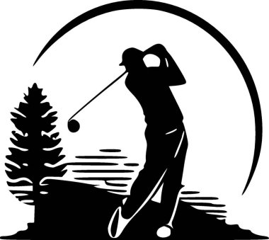 Golf - black and white vector illustration clipart