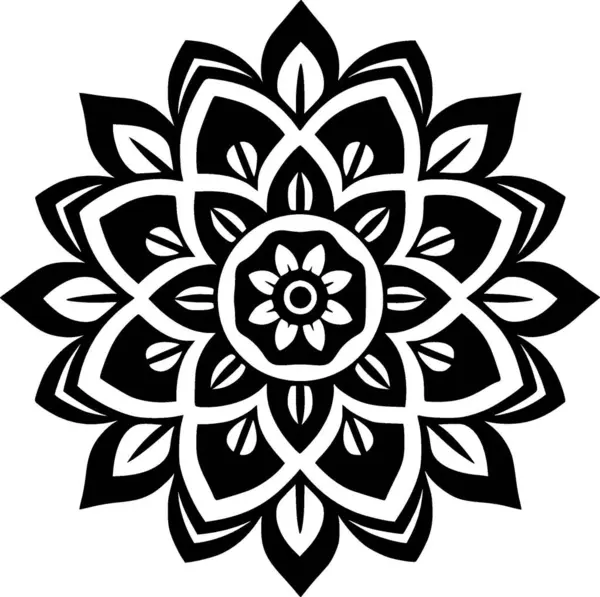 stock vector Mandala - black and white isolated icon - vector illustration