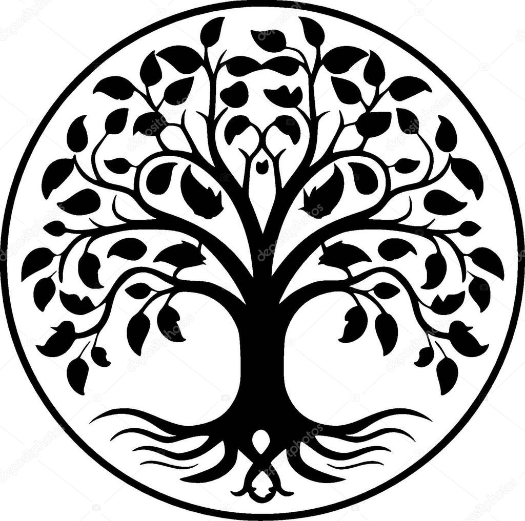 Tree - black and white isolated icon - vector illustration