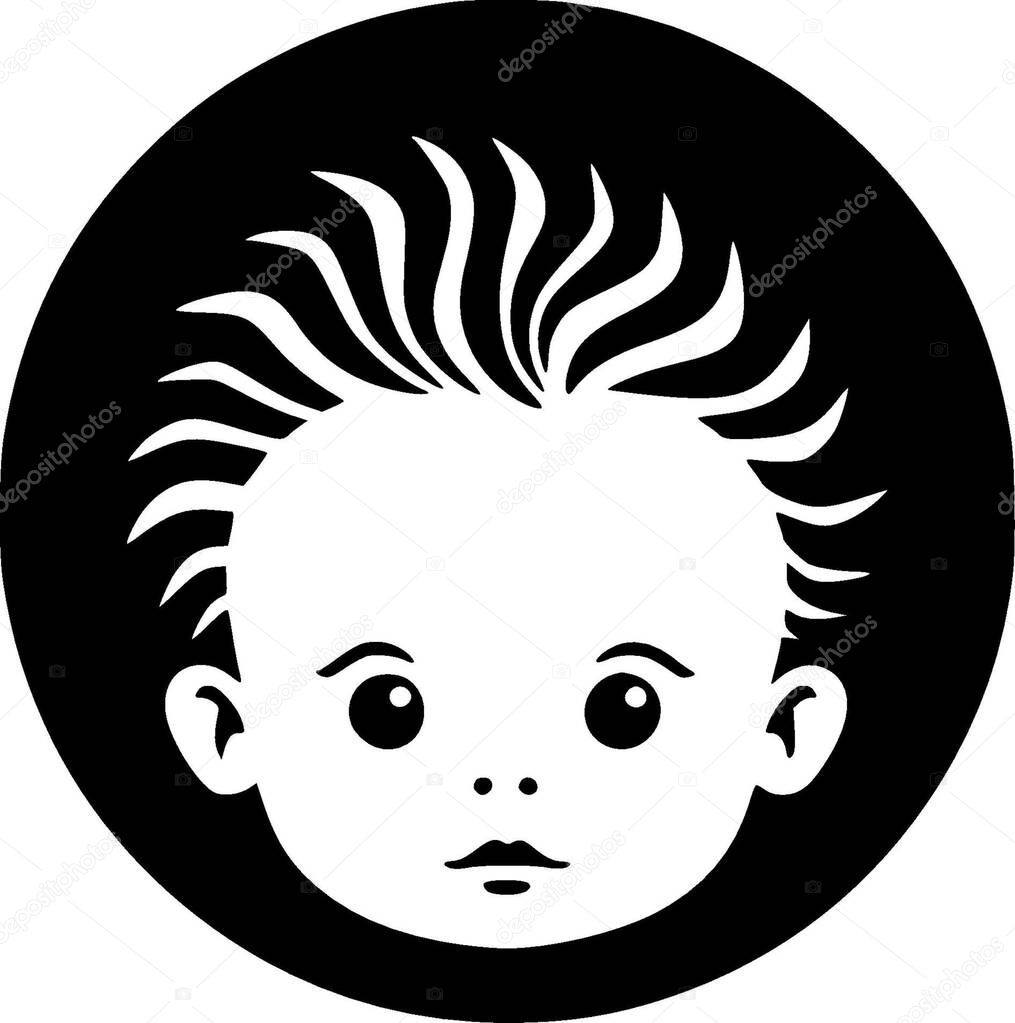 Baby - black and white vector illustration