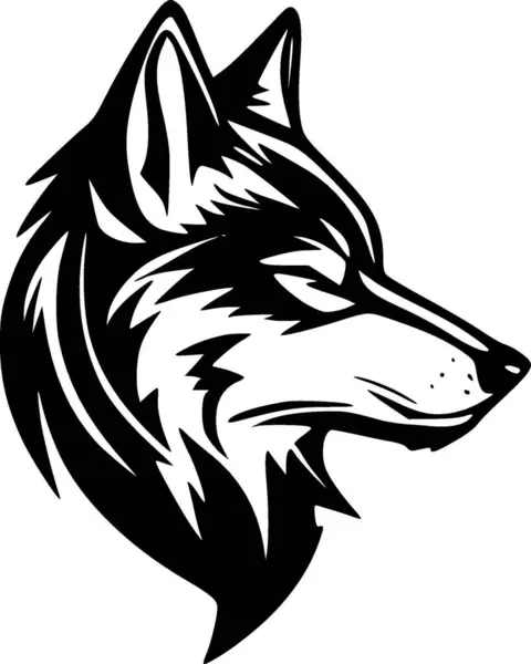 Stock vector Wolf - black and white vector illustration