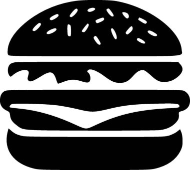 Hamburger - siyah ve beyaz vektör çizimi