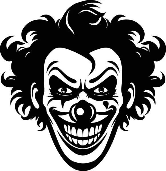 Clown Schwarz Weiße Vektorillustration — Stockvektor