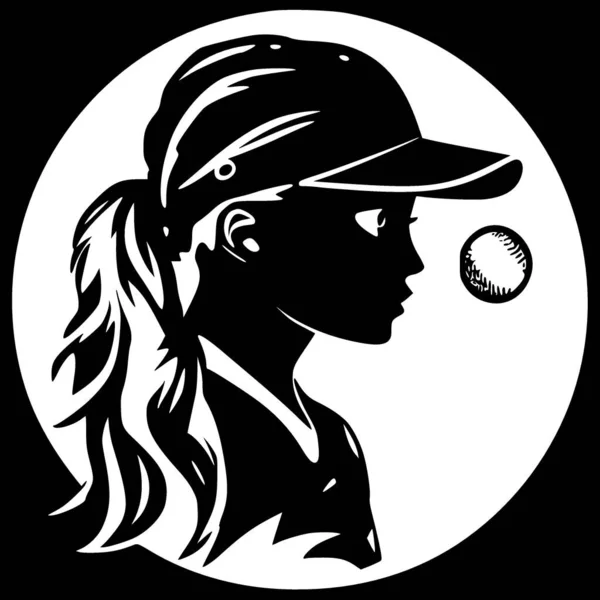 Softball - black and white vector illustration