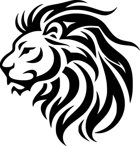 Lion Icône Isolée Noir Blanc Illustration Vectorielle Graphismes Vectoriels