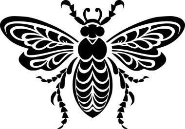 Bee - black and white isolated icon - vector illustration clipart