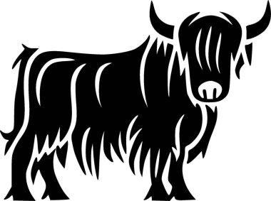 Highland cow - minimalist and flat logo - vector illustration clipart