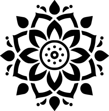 Mandala - minimalist ve düz logo - vektör illüstrasyonu