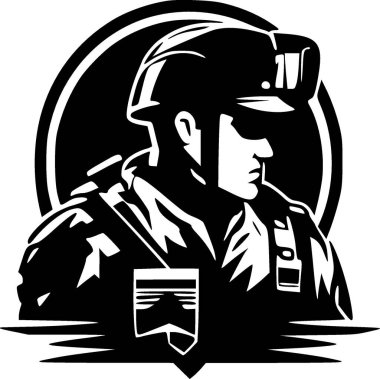 Askeri - minimalist ve düz logo - vektör illüstrasyonu