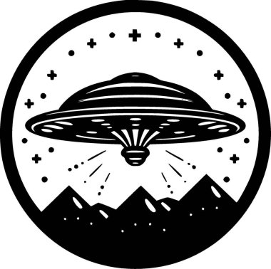 Ufo - siyah ve beyaz vektör çizimi