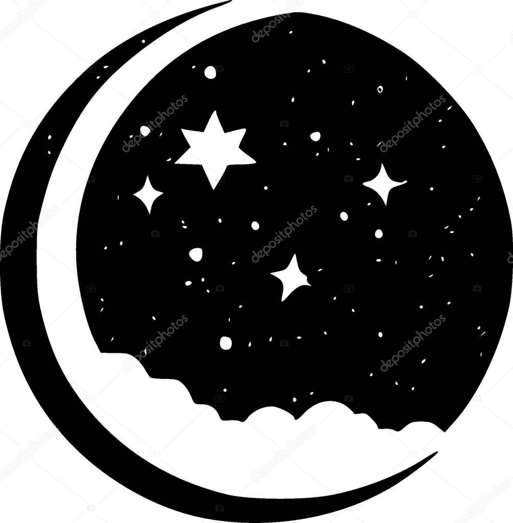Celestial - black and white isolated icon - vector illustration