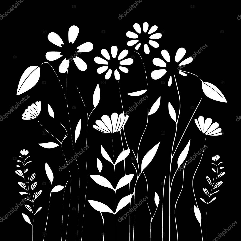 Floral background - black and white vector illustration