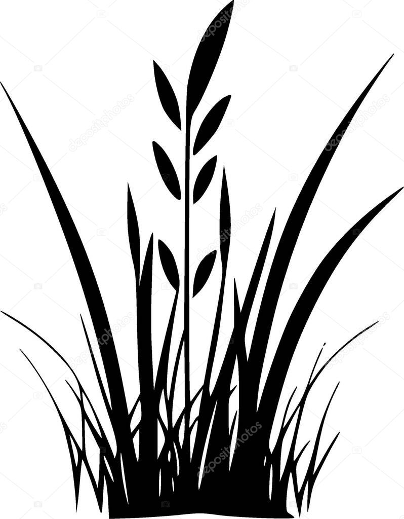 Grass - minimalist and simple silhouette - vector illustration