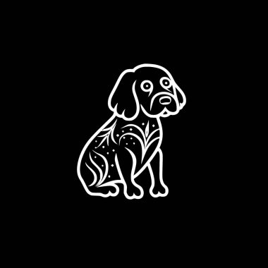 Köpek - minimalist ve düz logo - vektör illüstrasyonu