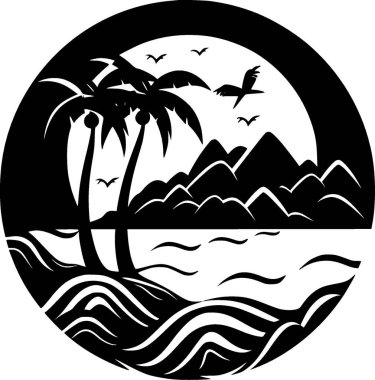 Hawaii - siyah ve beyaz izole edilmiş ikon - vektör illüstrasyonu