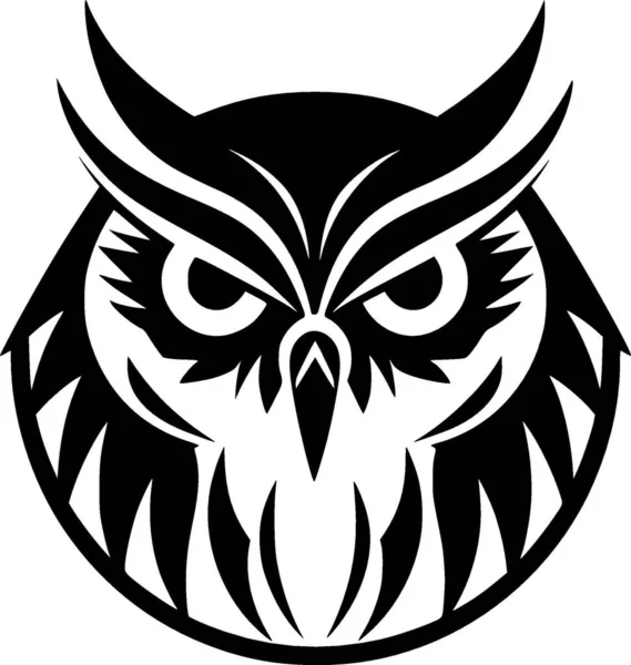 stock vector Owl - black and white isolated icon - vector illustration