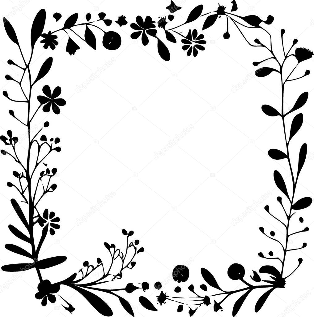 Floral border - minimalist and flat logo - vector illustration