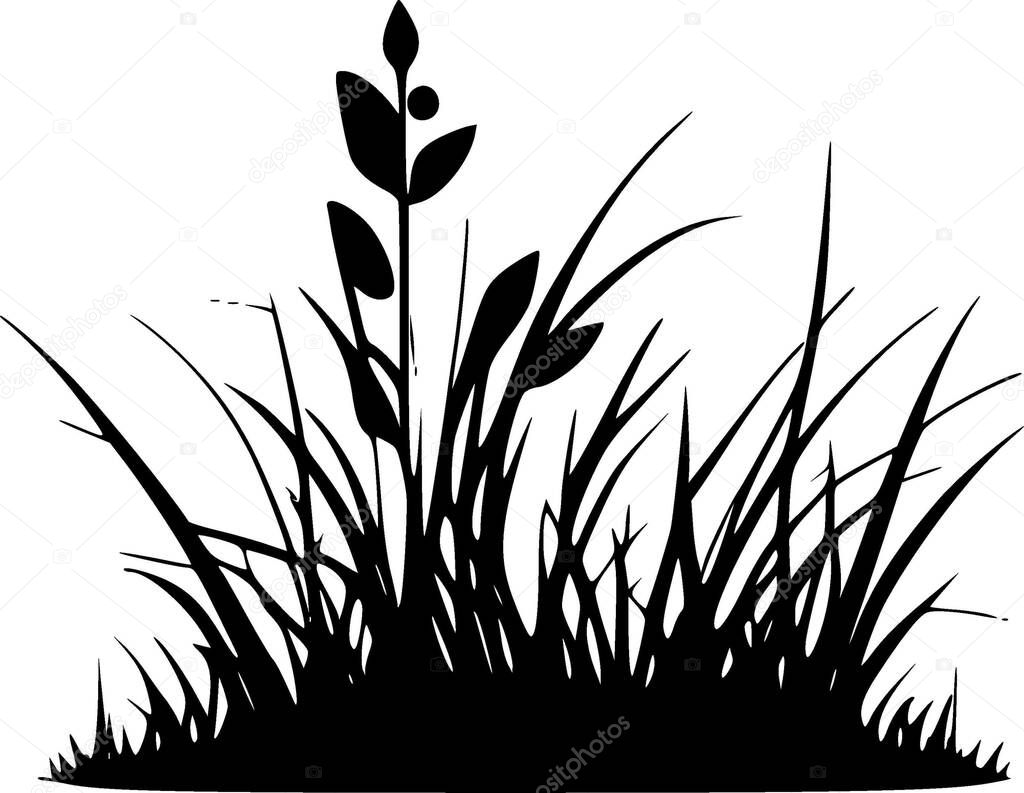 Grass - black and white isolated icon - vector illustration