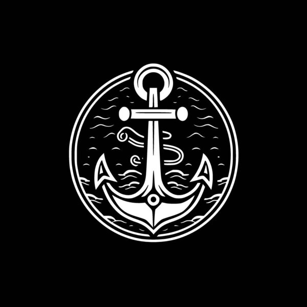 Anchor - black and white vector illustration