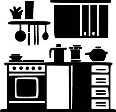 Kitchen - minimalist and simple silhouette - vector illustration clipart