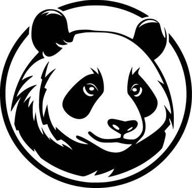 Panda - siyah ve beyaz vektör çizimi